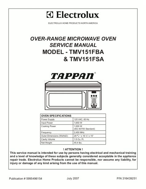 tappan microwave tmv151fb manual Doc