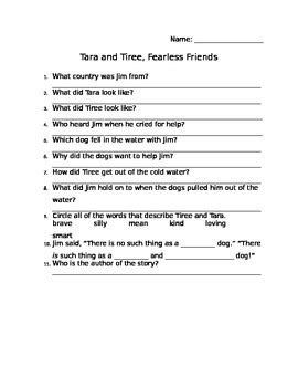 tara and tiree fearless friends comprehension test Doc