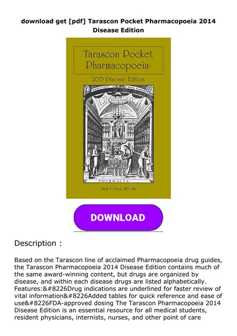 tarascon pocket pharmacopoeia 2014 disease edition Kindle Editon