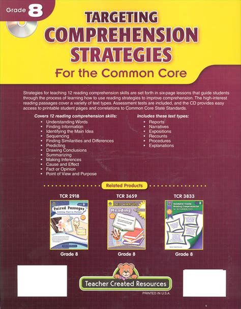 targeting comprehension strategies for the common core grd 8 Doc