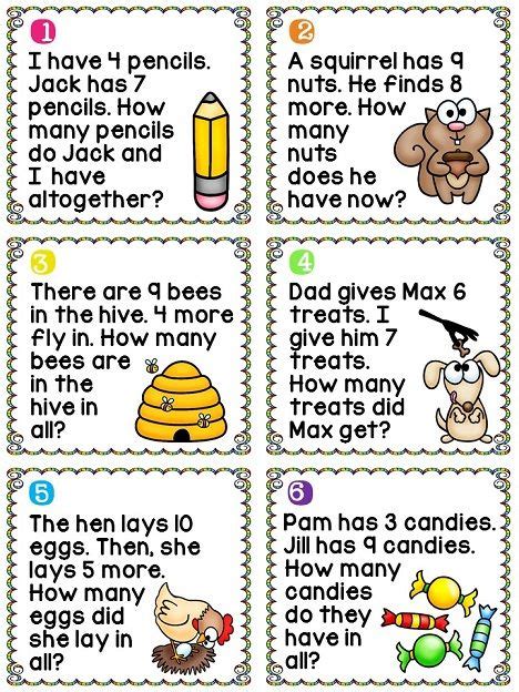 task cards word problems grade 1 Kindle Editon