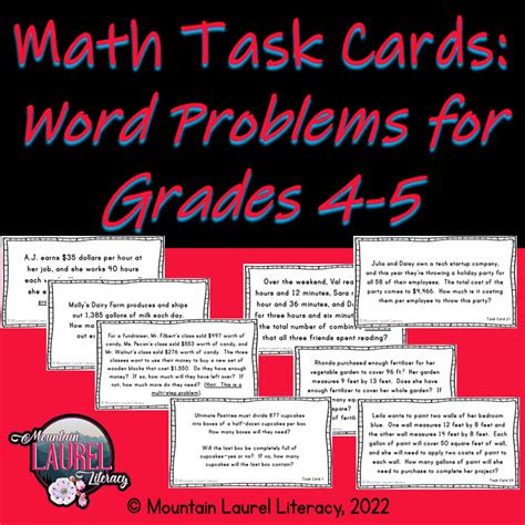 task cards word problems grade 4 Reader