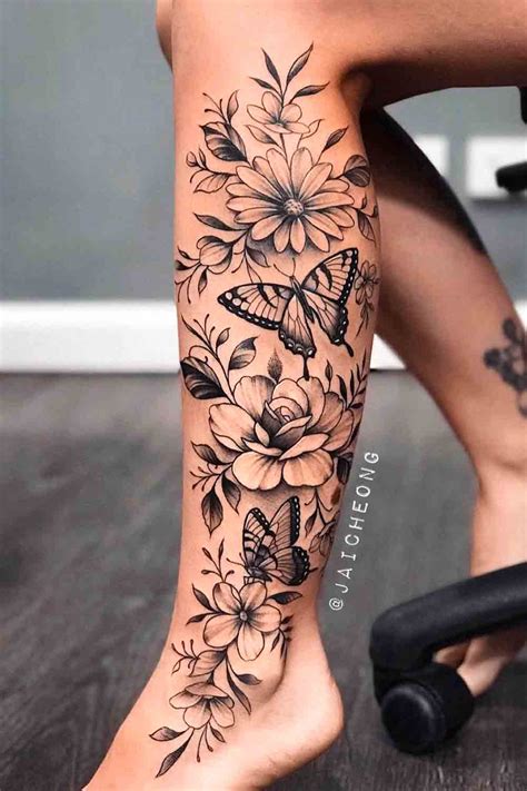 tatuagens delicadas na perna feminina