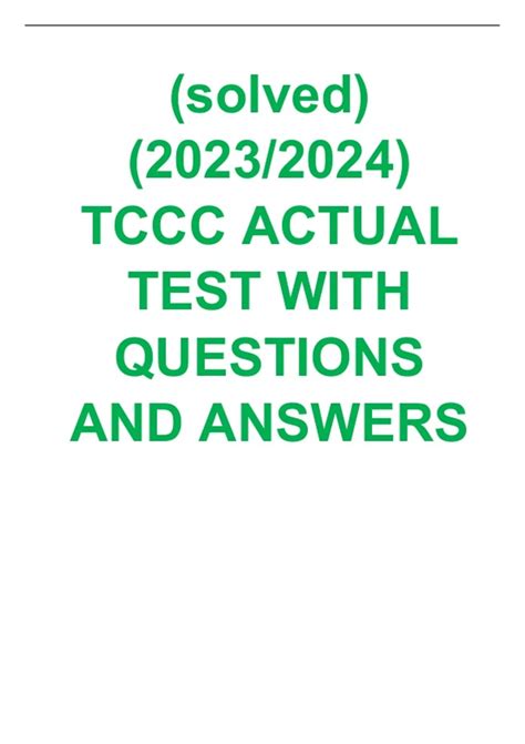 tccc test questions and answers Ebook PDF