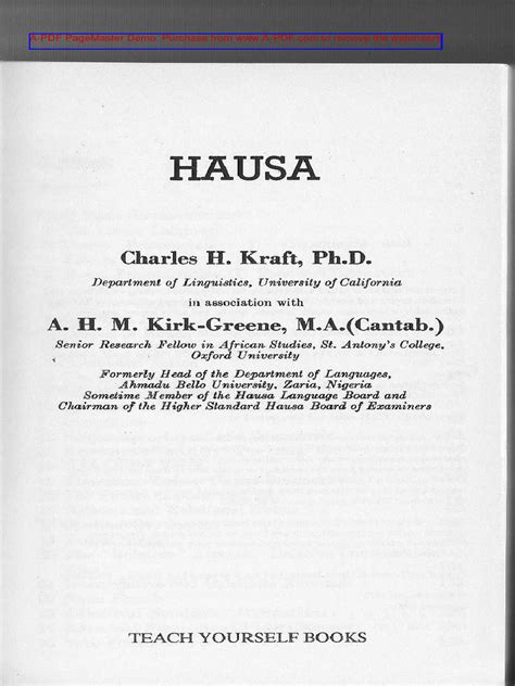 teach yourself hausa teach yourself languages pdf Doc