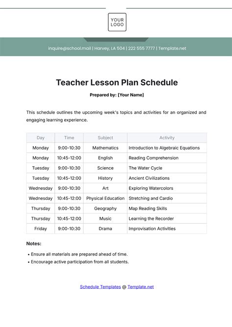 Teacher Lesson Plan Templates