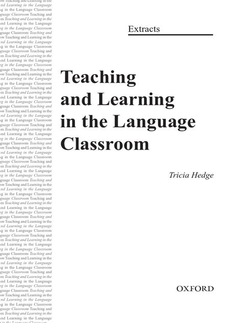 teaching and learning in the language classroom tricia hedge pdf PDF