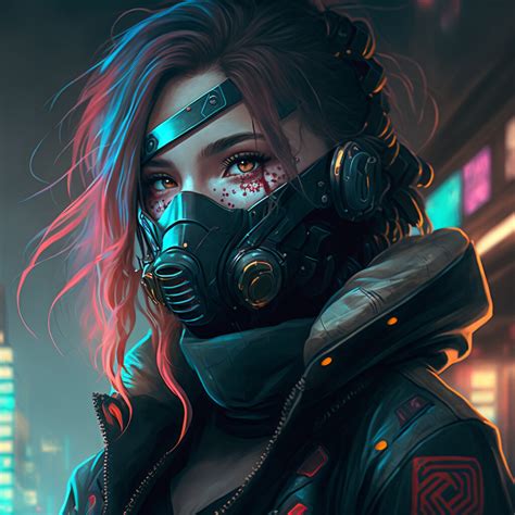 tech cyberpunk girl not ai