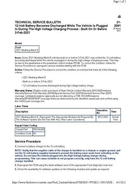 technical service bulletin ford Epub