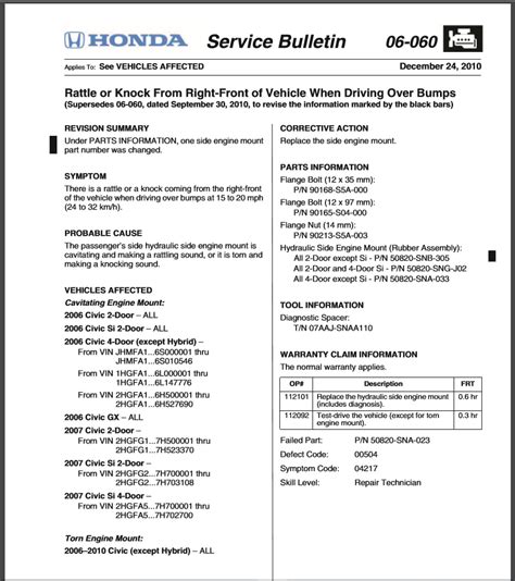 technical service bulletins honda PDF