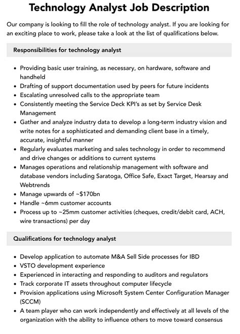 technology analyst jobs