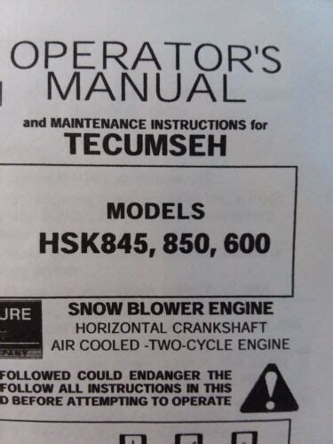 tecumseh hsk600 repair manual Doc