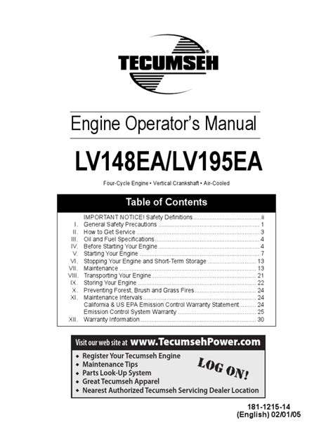 tecumseh lv195ea manual pdf PDF