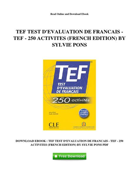 tef test devaluation de francais french edition Reader