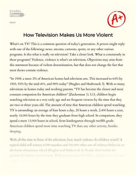 television promotes violence argumentative essay PDF