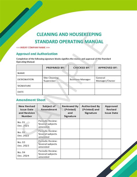 template for cleaning manual and procedure Kindle Editon