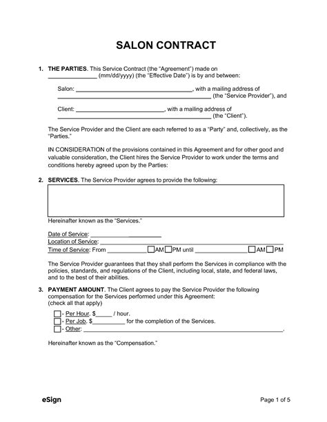 templates for salon commission contract PDF