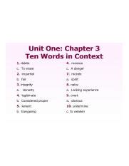 ten words in context chapter 3 Reader