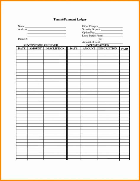 tenant rent spreadsheet Doc