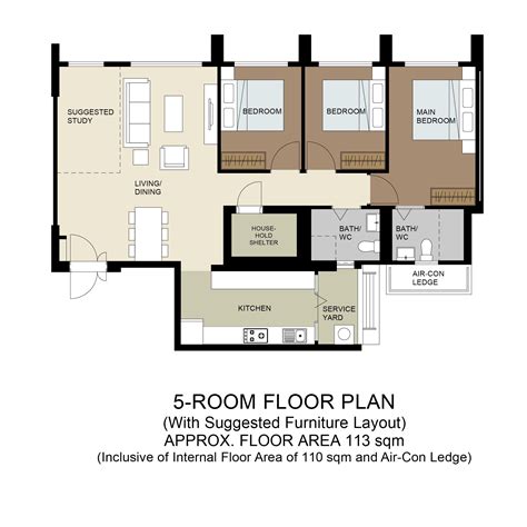 tengah bto 5 room floor plan