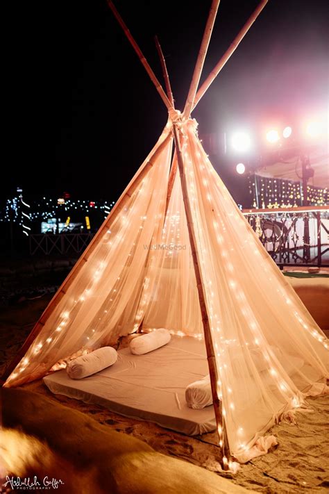 tent with fairy lights