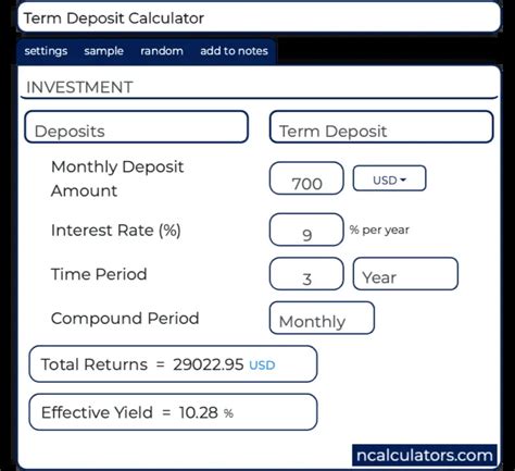 term deposit calculator nz