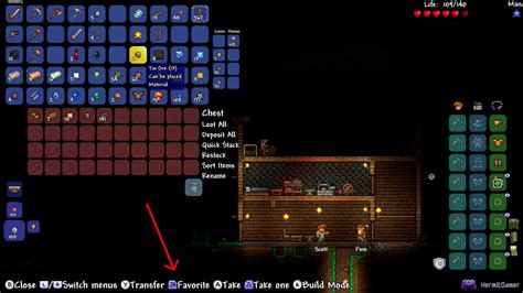 terraria how to favorite items