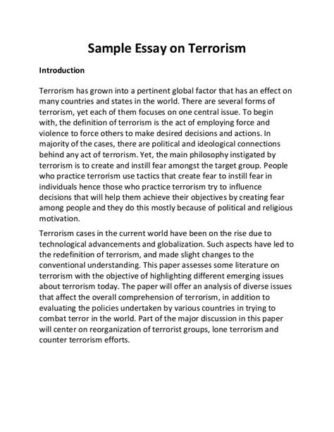 terrorism essay for school Kindle Editon