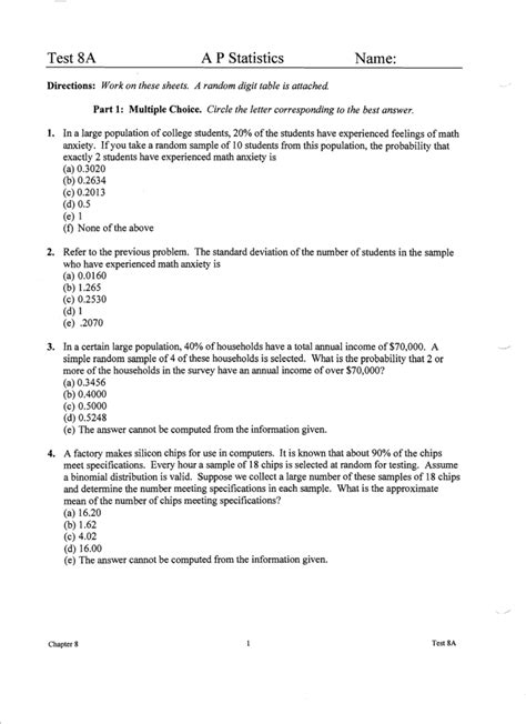 test 8 ap statistics name answers Ebook Epub