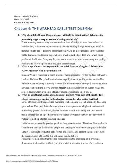 test answers the warhead cable test delimma Reader