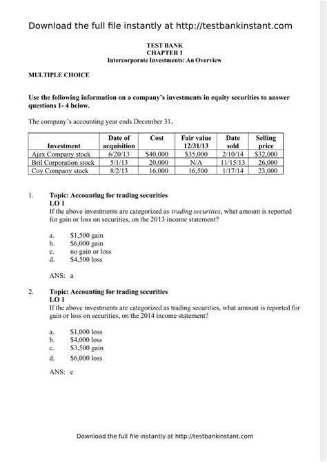 test bank advanced accounting 2 edition hamlen PDF