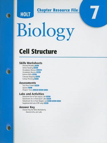 test cell structure key holt biology PDF