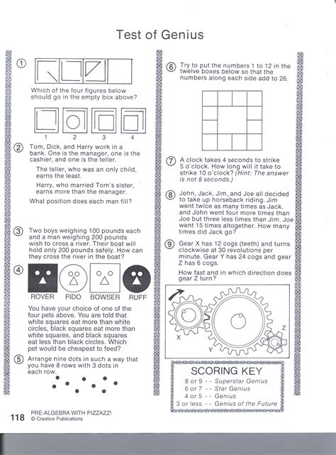 test of genius worksheet Kindle Editon