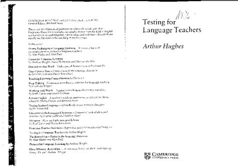 testing for language teachers arthur hughes pdf PDF