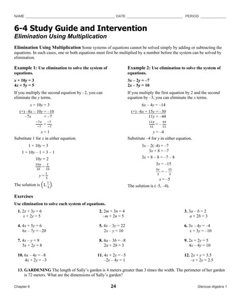 texas algebra 1 glenco study guide adn intervention answers Doc