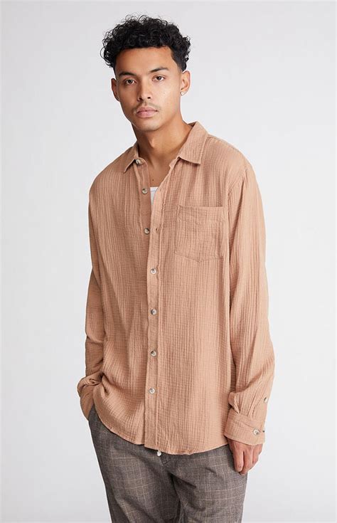 textured long sleeve shirt