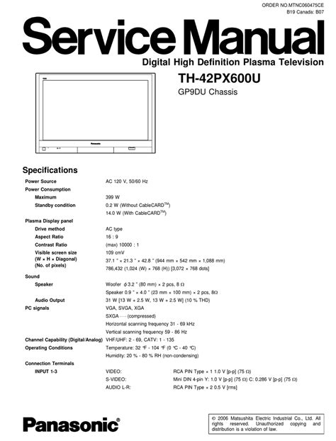th 42px600u owners manual PDF