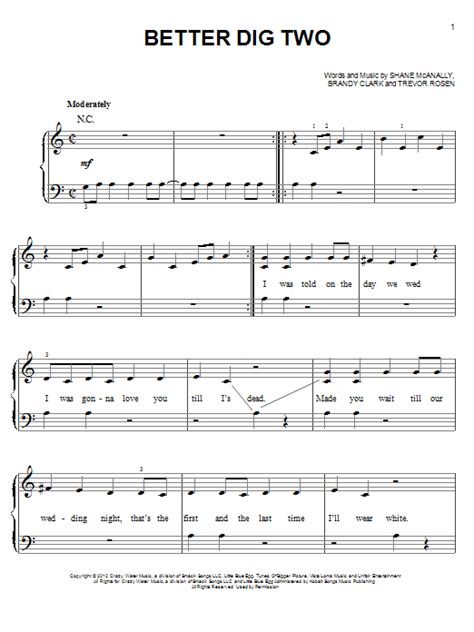 the band perry better dig two piano vocal sheet music PDF