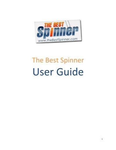 the best spinner user manual Kindle Editon