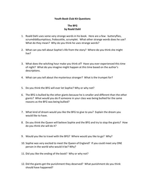 the bfg book questions Epub