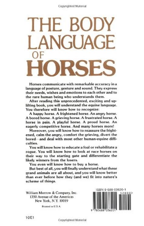 the body language of horses revealing the nature of equine needs wishes and emotions and how horses communicate themfor owners breeders trainers PDF