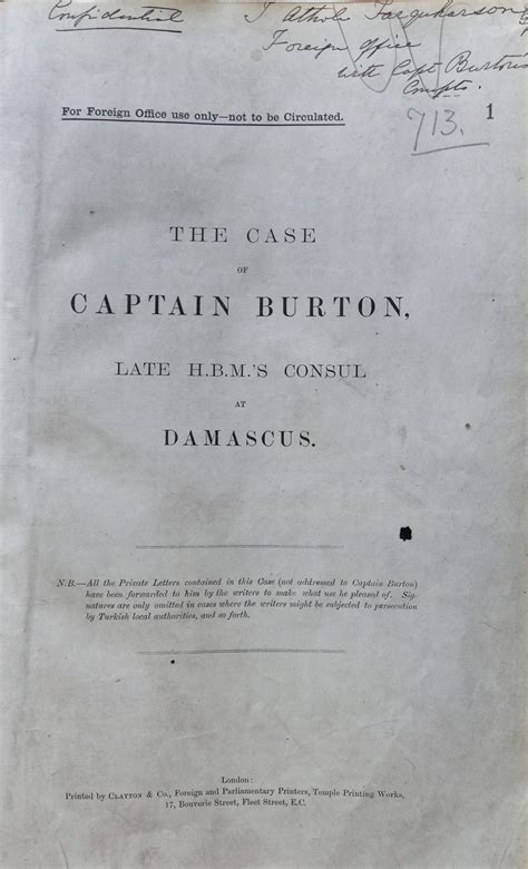 the case of captain burton late hbms consul at damascus Reader