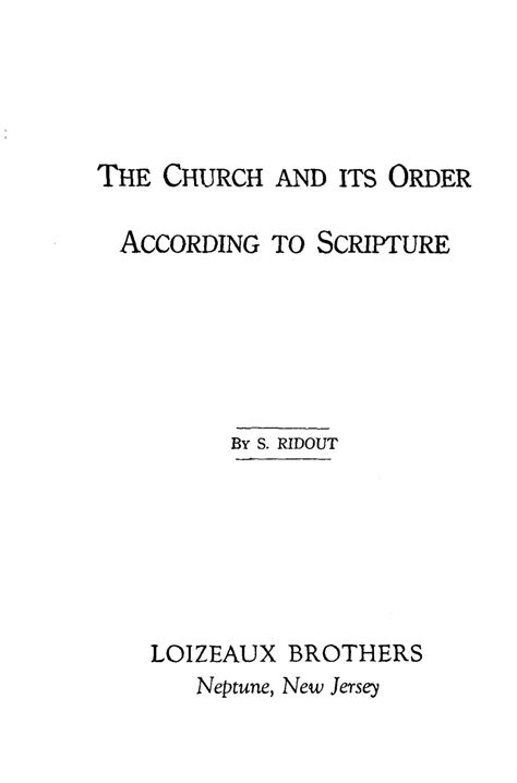 the church and its order according to scripture Doc