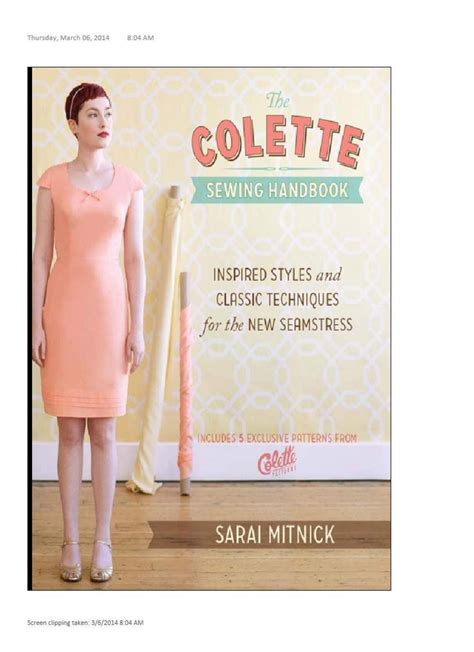 the colette sewing handbook inspired styles and classic techniques for the new seamstress Reader