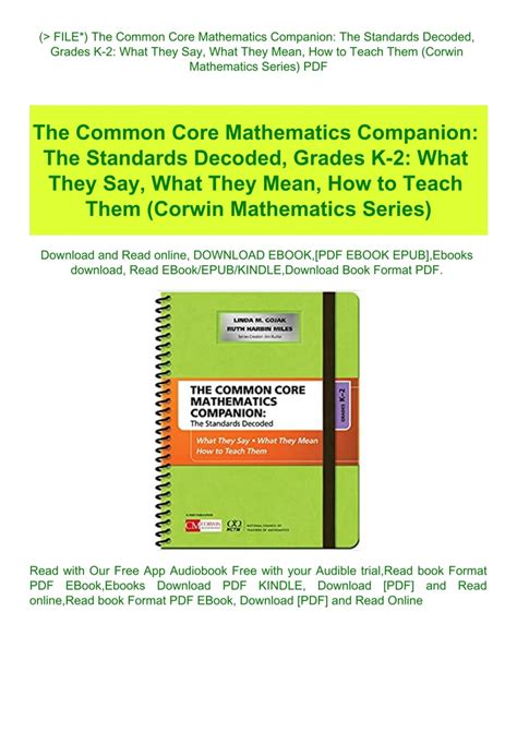 the common core companion the standards decoded grades 9 12 what they say what they mean how to teach them PDF