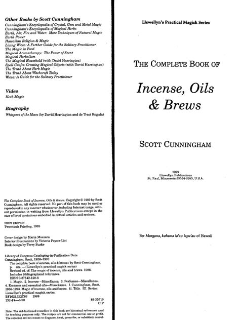 the complete book of incense oils and brews by scott cunningham awesome pdf Doc