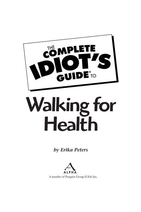 the complete idiots guide to walking for health Epub