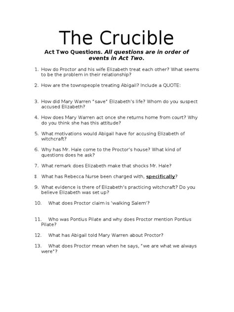 the crucible answers act 2 Ebook PDF