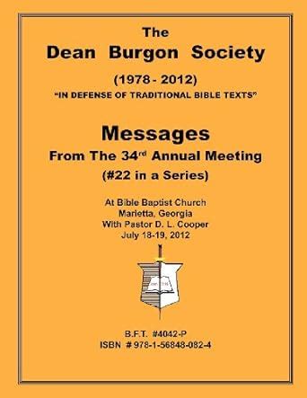 the dean burgon society message book PDF