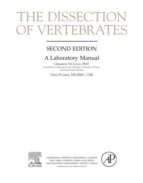 the dissection of vertebrates second edition Doc